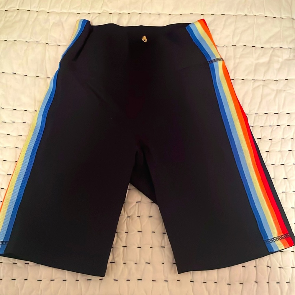 Spiritual Gangster High Waist Rainbow Bike Shorts
